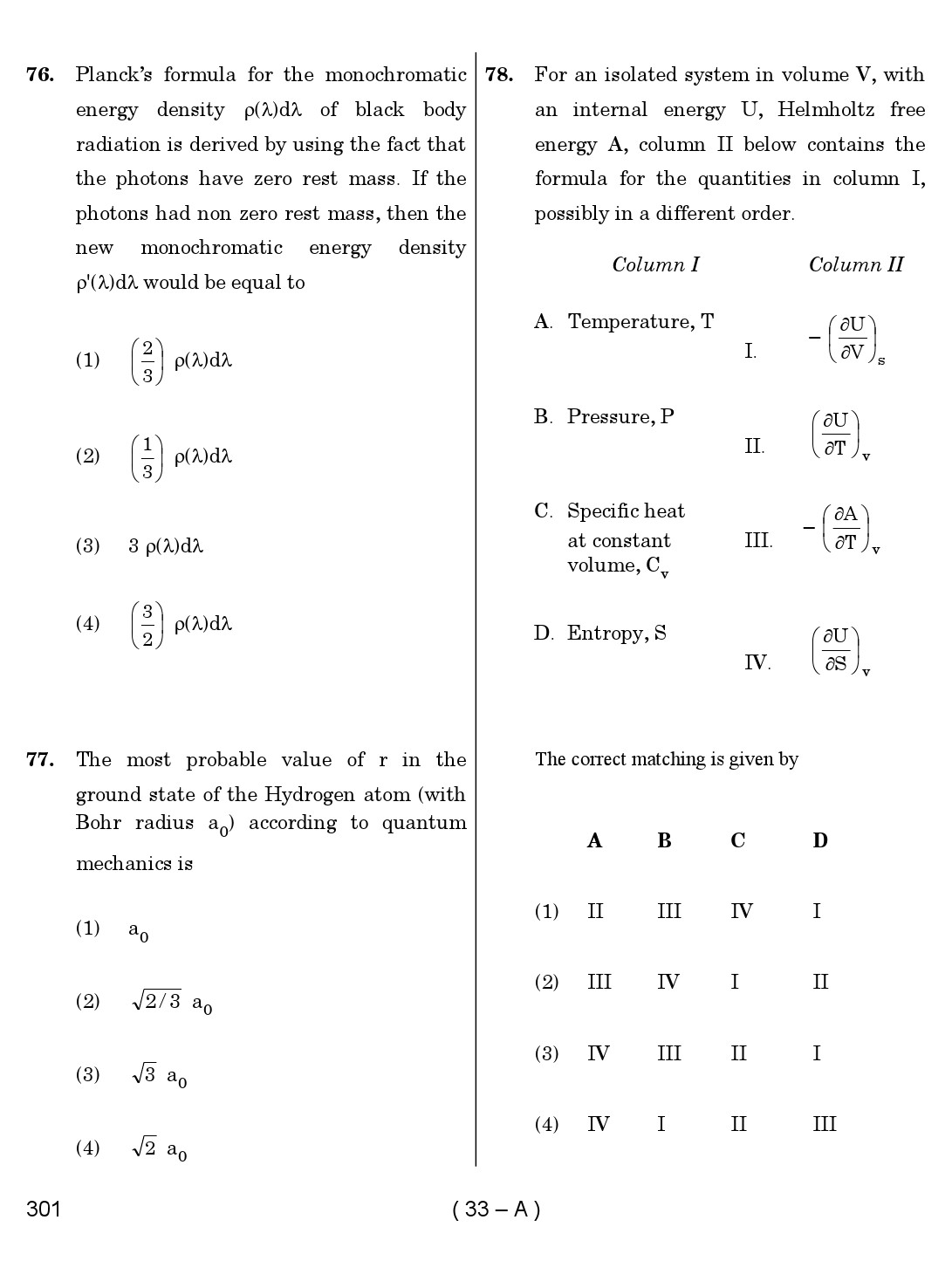 Karnataka PSC Physics Teacher Exam Sample Question Paper 2018 33