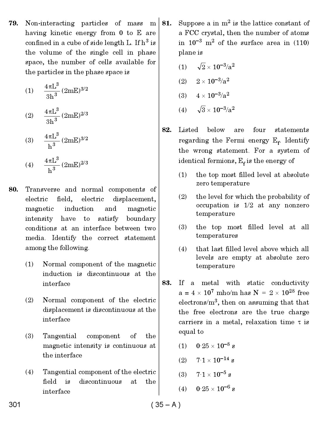 Karnataka PSC Physics Teacher Exam Sample Question Paper 2018 35