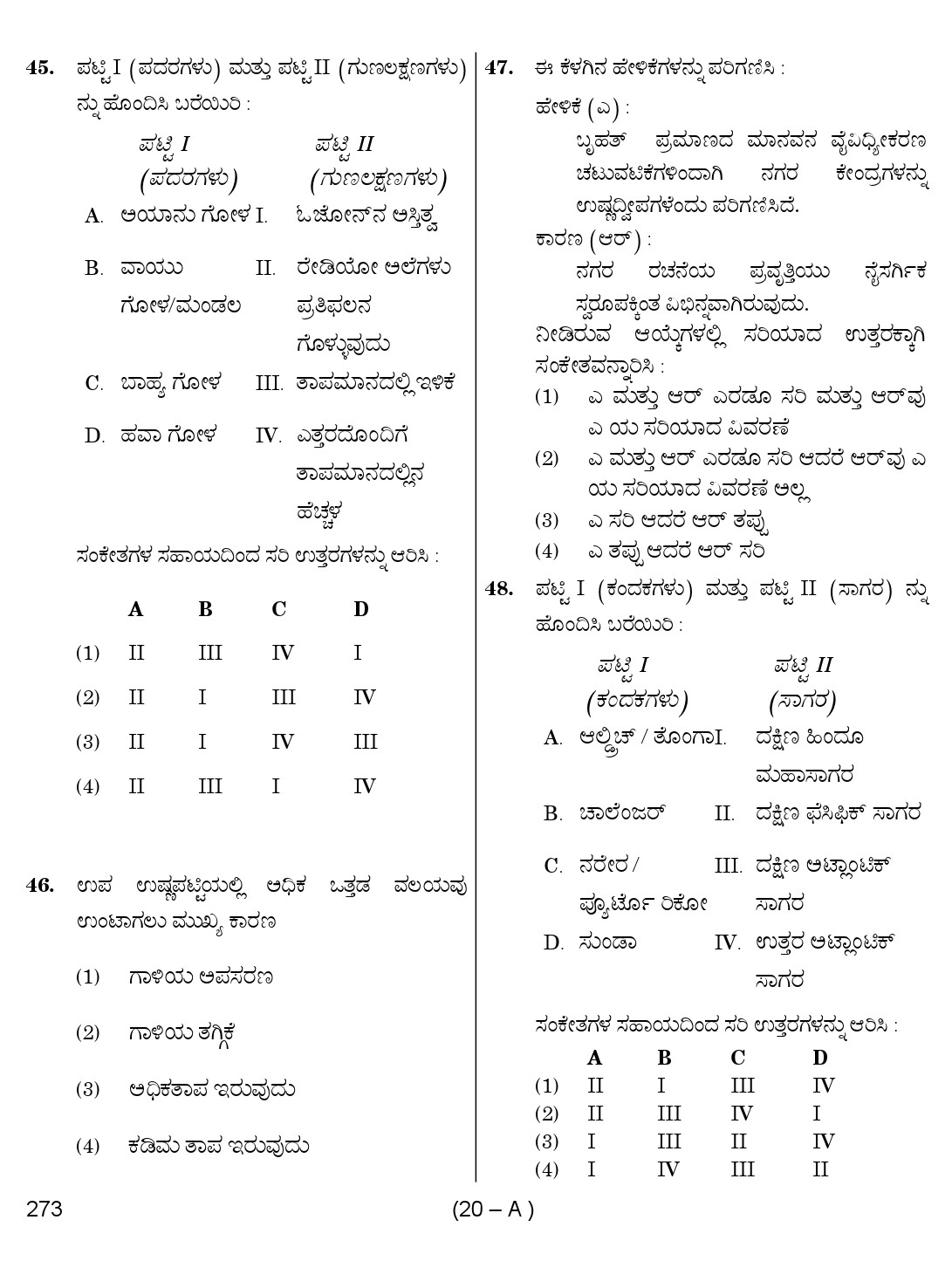 Karnataka PSC Social Science Teacher Exam Sample Question Paper Subject code 273 20