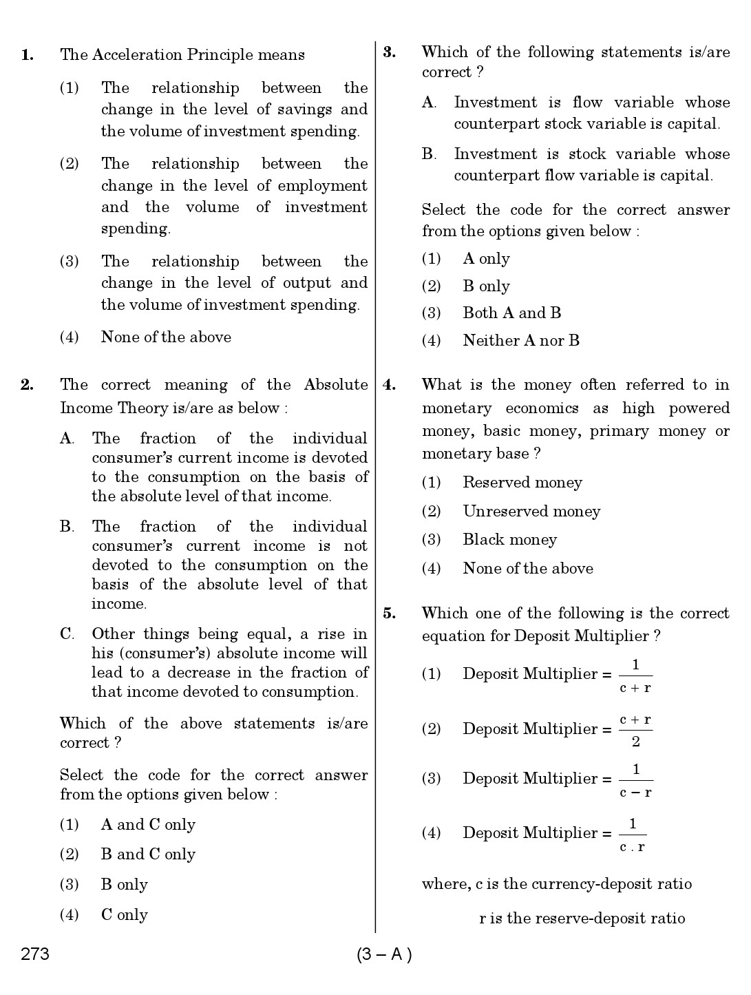 Karnataka PSC Social Science Teacher Exam Sample Question Paper Subject code 273 3