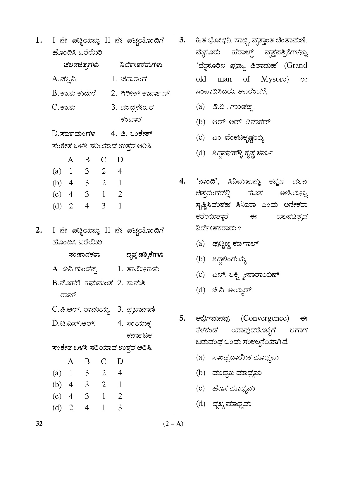 Karnataka PSC Social Science Teacher Exam Sample Question Paper Subject code 32 2