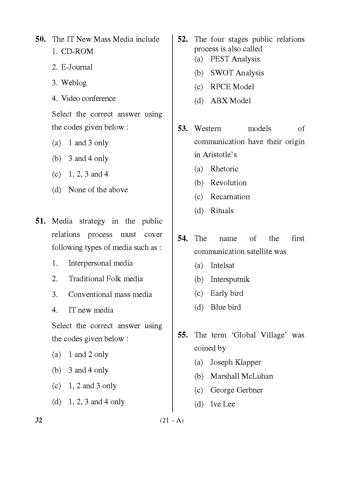 Karnataka PSC Social Science Teacher Exam Sample Question Paper Subject code 32 21
