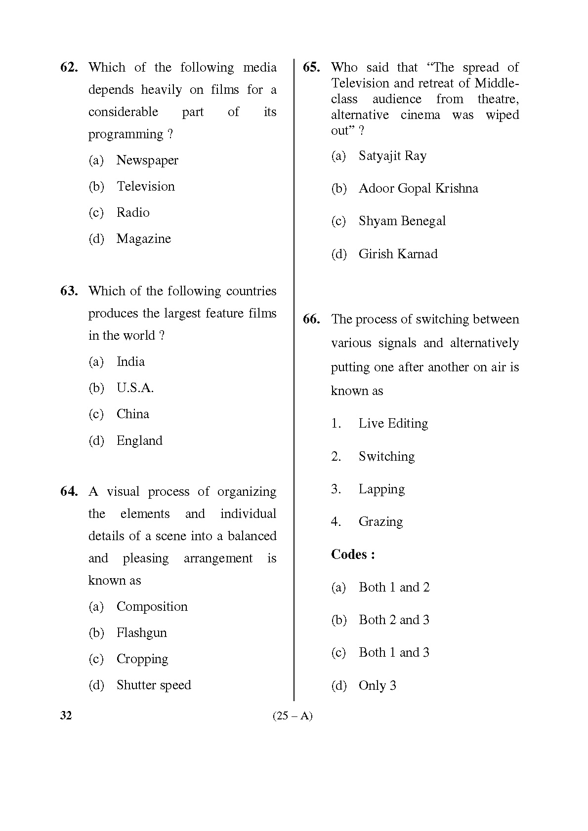Karnataka PSC Social Science Teacher Exam Sample Question Paper Subject code 32 25
