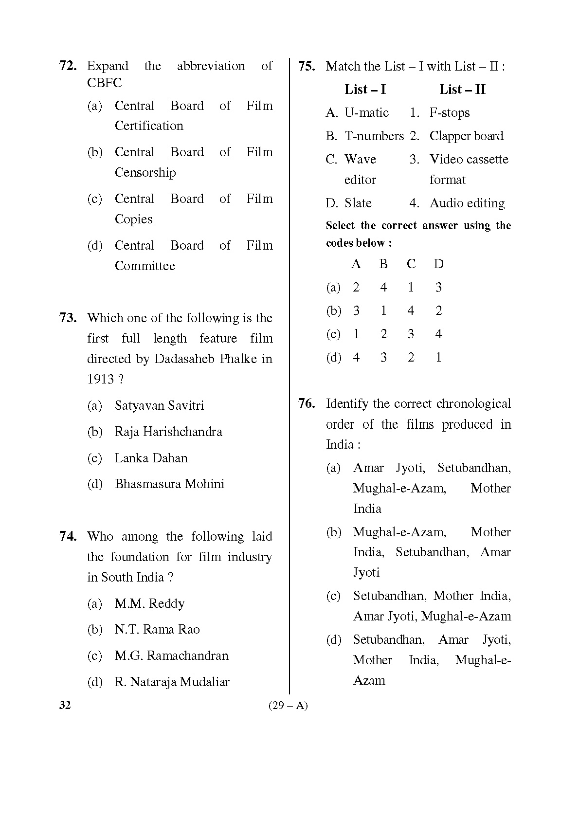 Karnataka PSC Social Science Teacher Exam Sample Question Paper Subject code 32 29