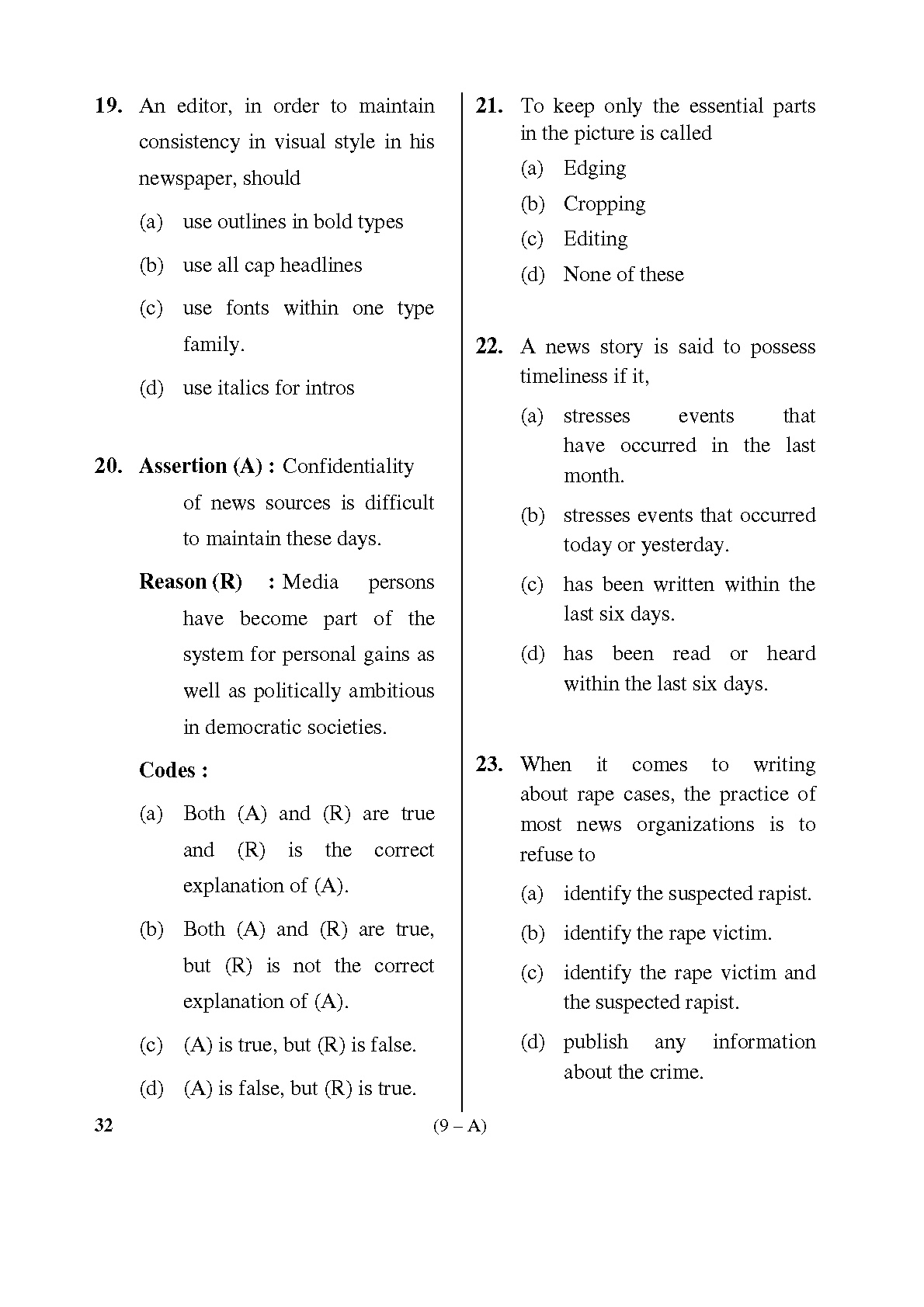 Karnataka PSC Social Science Teacher Exam Sample Question Paper Subject code 32 9