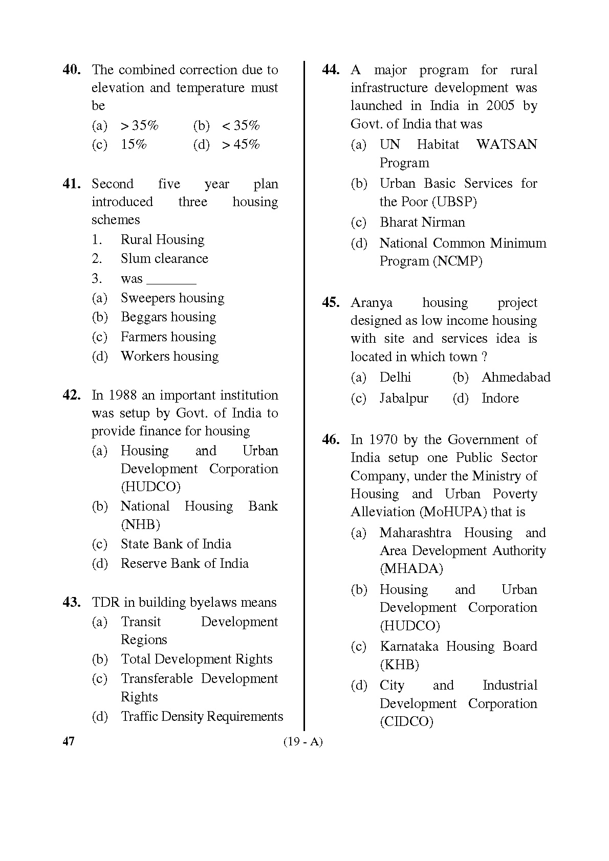 Karnataka PSC Town Planners Exam Sample Question Paper 18