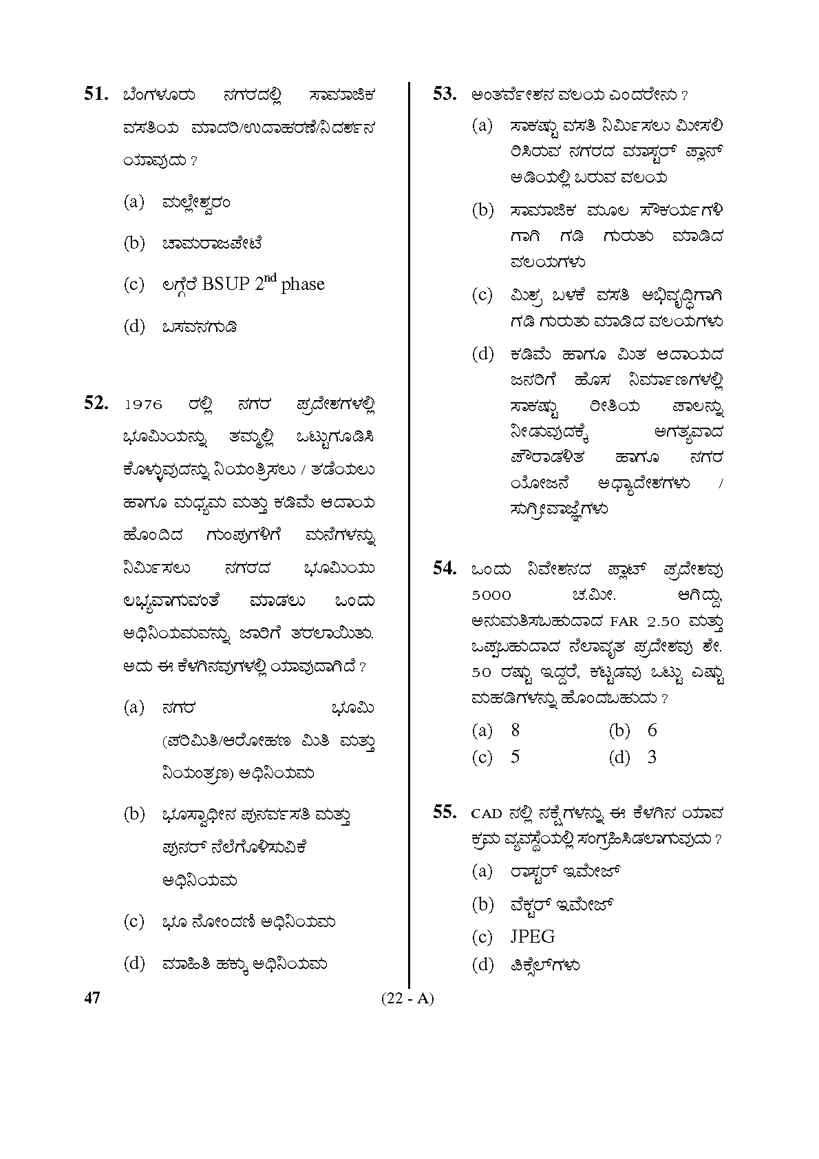 Karnataka PSC Town Planners Exam Sample Question Paper 21