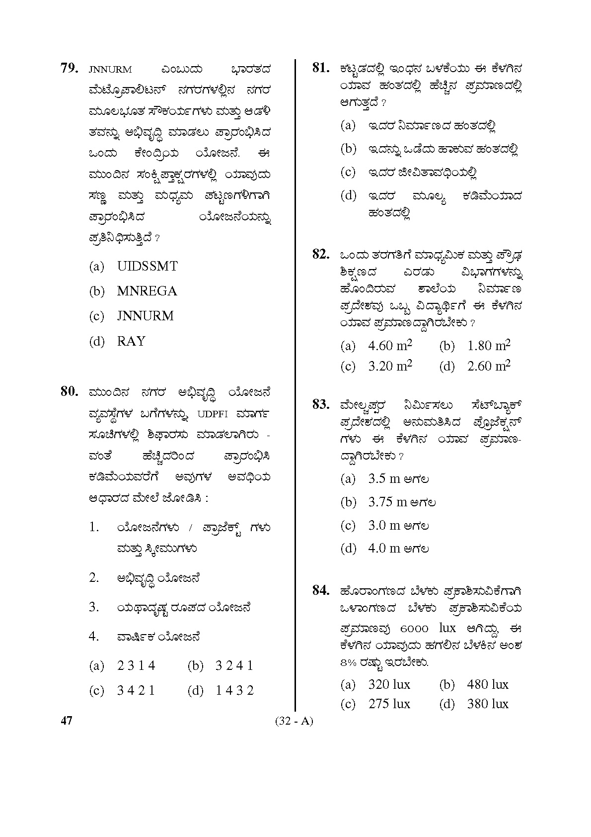 Karnataka PSC Town Planners Exam Sample Question Paper 31