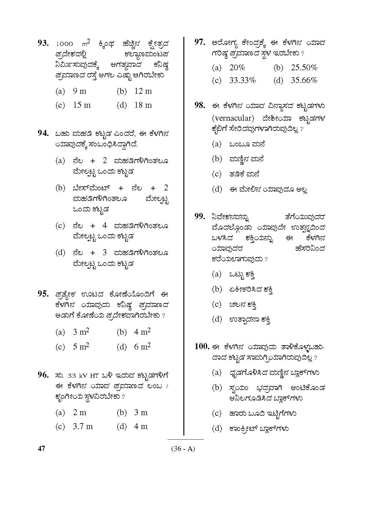 Karnataka PSC Town Planners Exam Sample Question Paper 35
