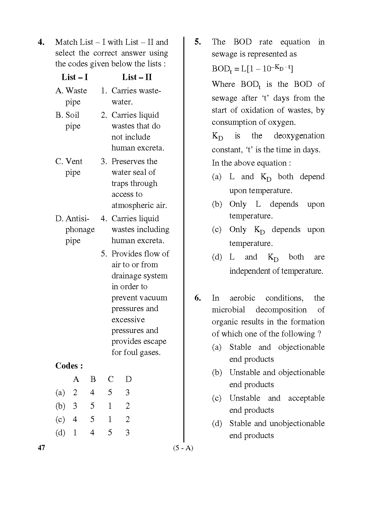 Karnataka PSC Town Planners Exam Sample Question Paper 4