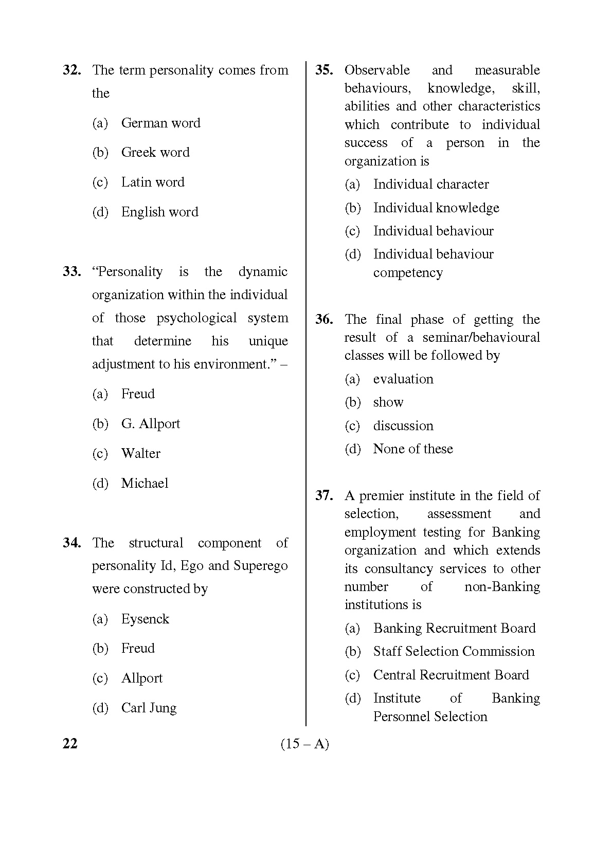 Karnataka PSC Warden and Superintendent Exam Sample Question Paper 14