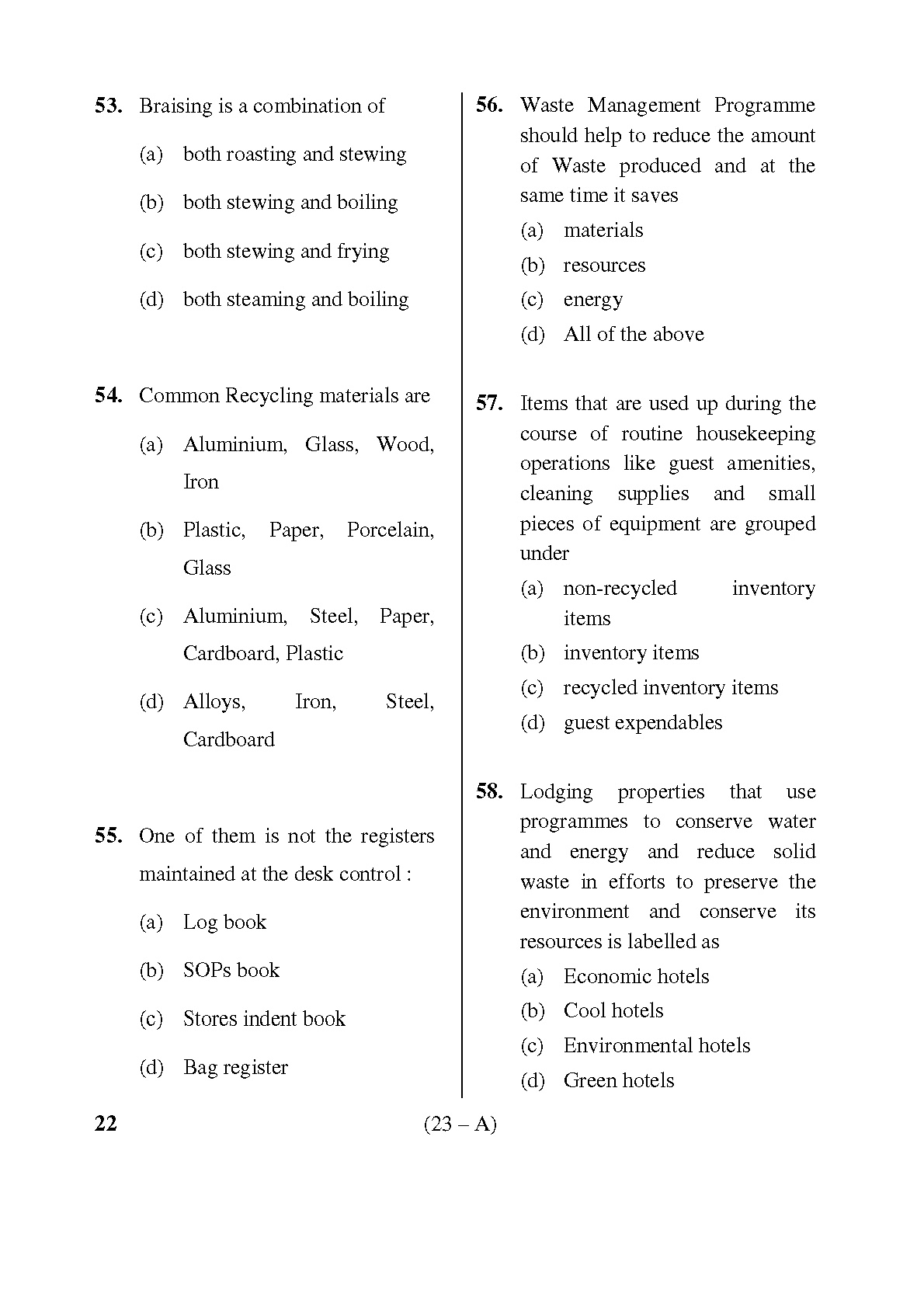 Karnataka PSC Warden and Superintendent Exam Sample Question Paper 22