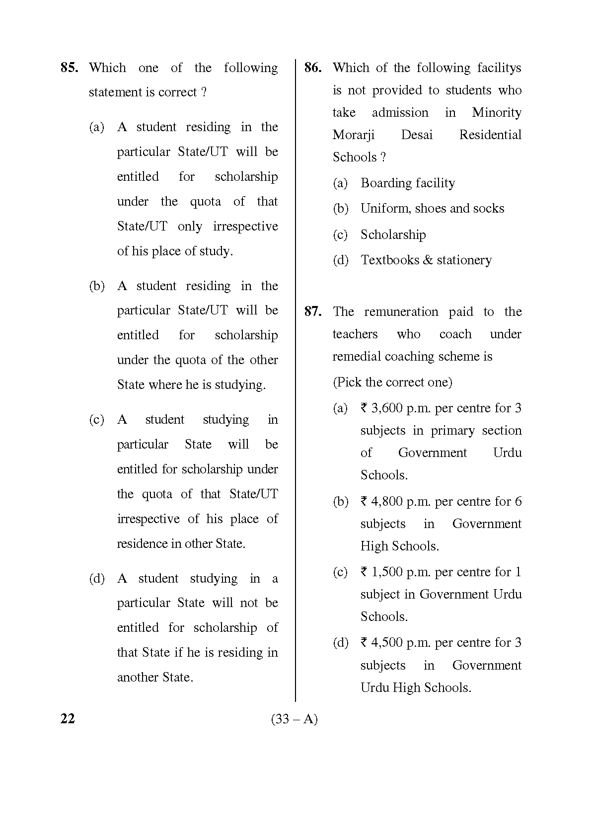 Karnataka PSC Warden and Superintendent Exam Sample Question Paper 32