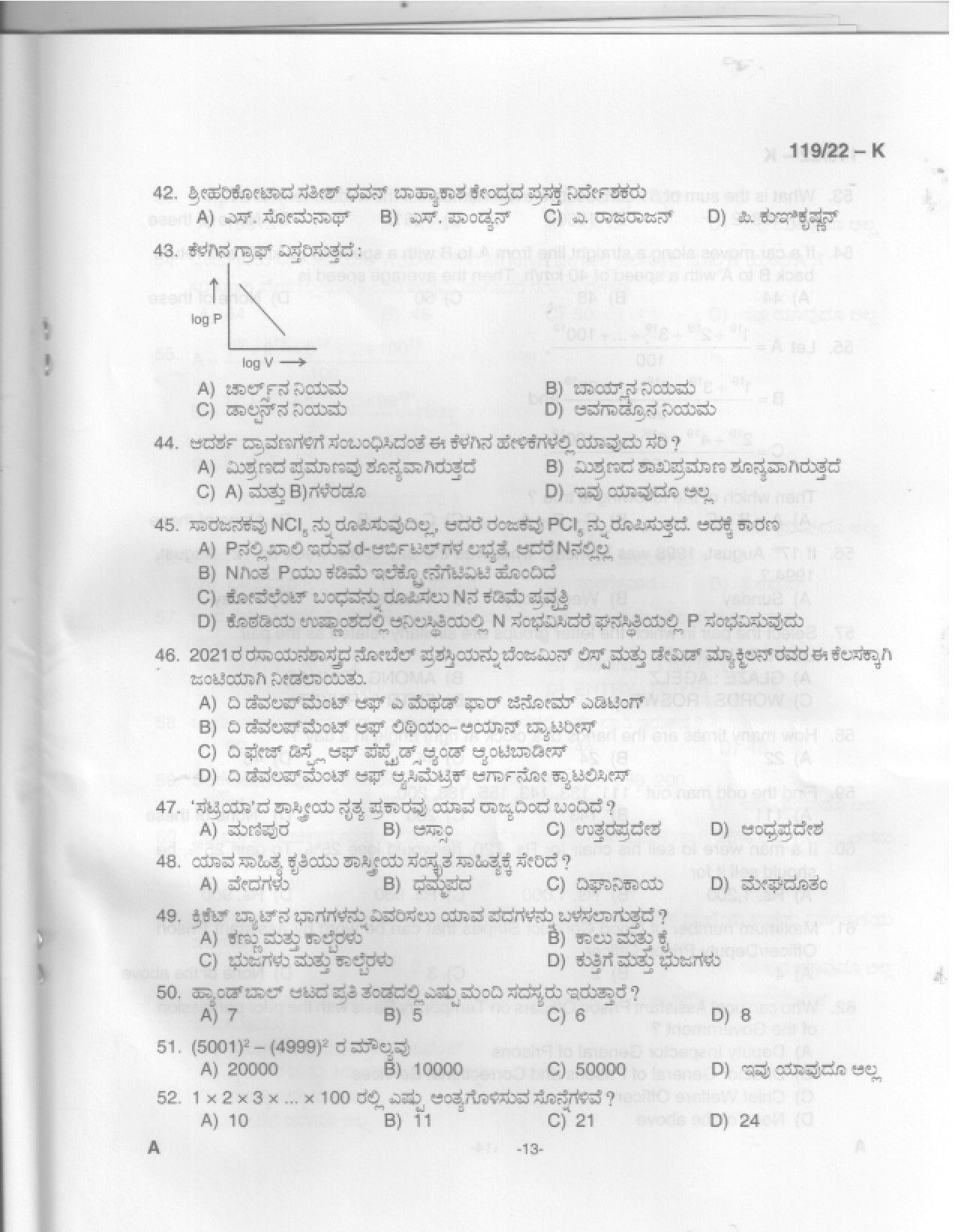 KPSC Assistant Jailor Grade I Kannada Exam 2022 Code 1192022 14