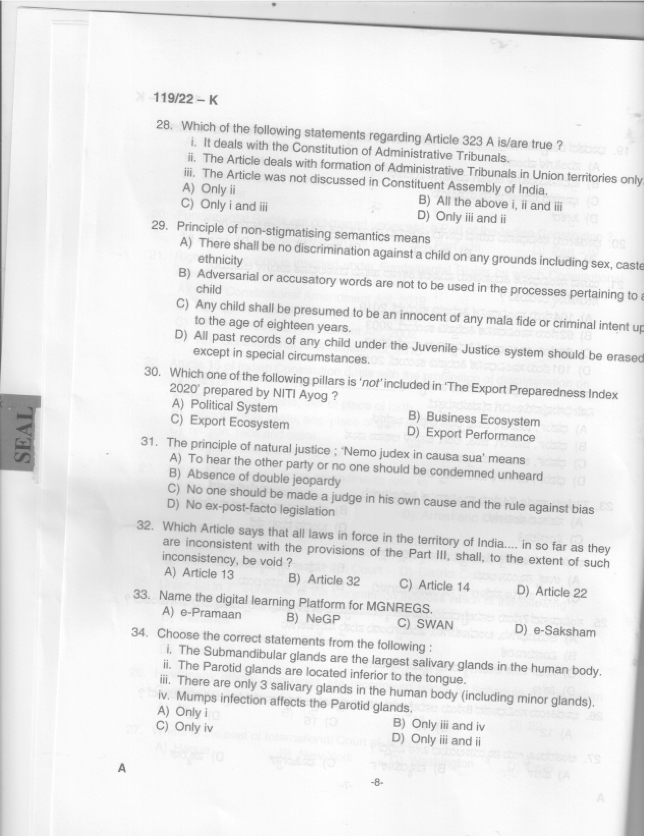 KPSC Assistant Jailor Grade I Kannada Exam 2022 Code 1192022 9