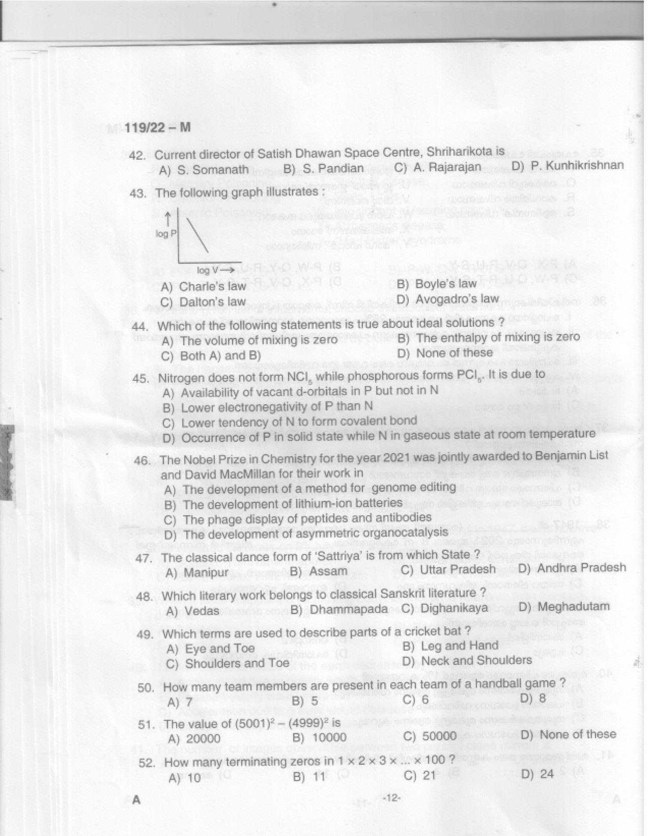KPSC Assistant Jailor Grade I Malayalam Exam 2022 Code 1192022 13