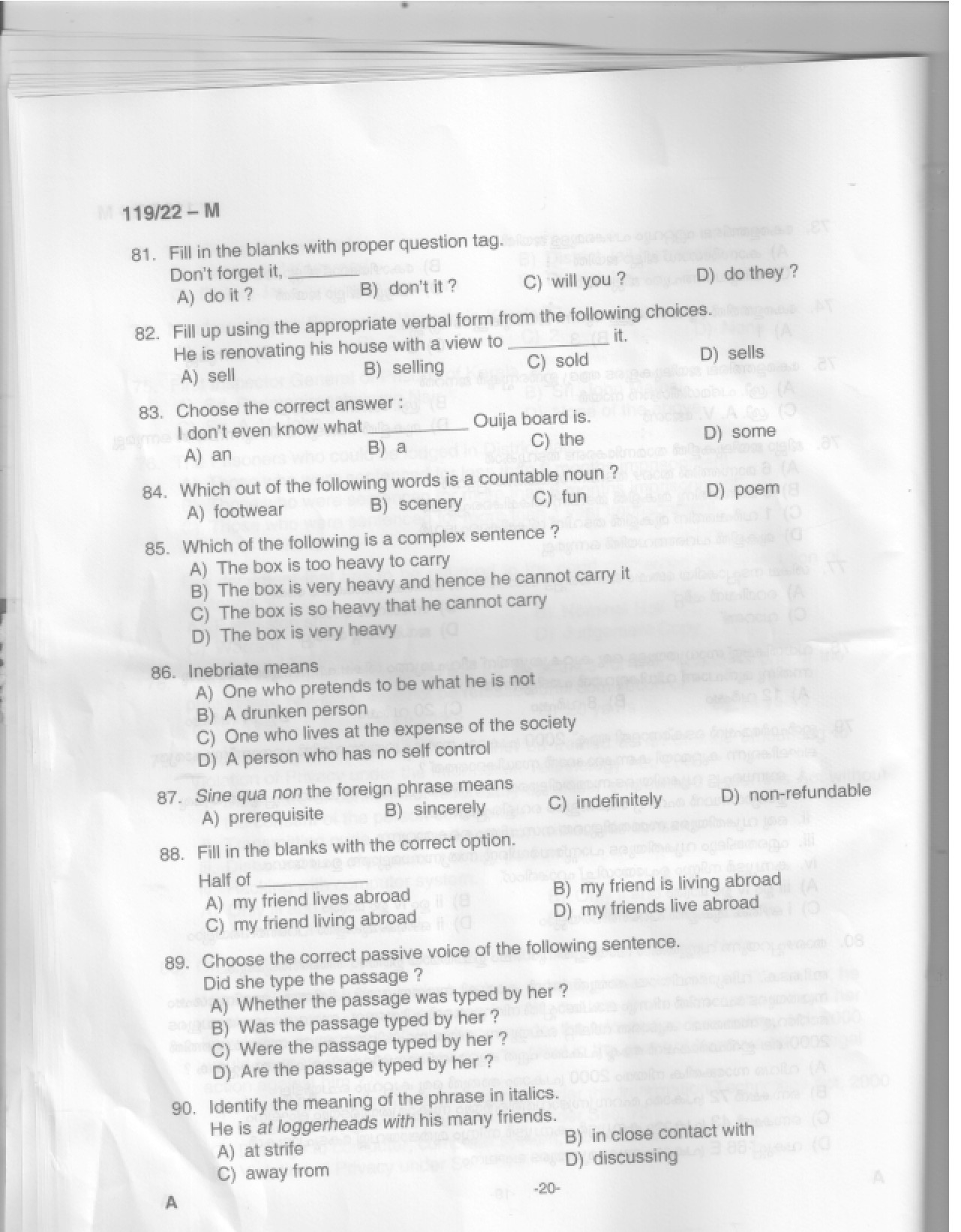 KPSC Assistant Jailor Grade I Malayalam Exam 2022 Code 1192022 21