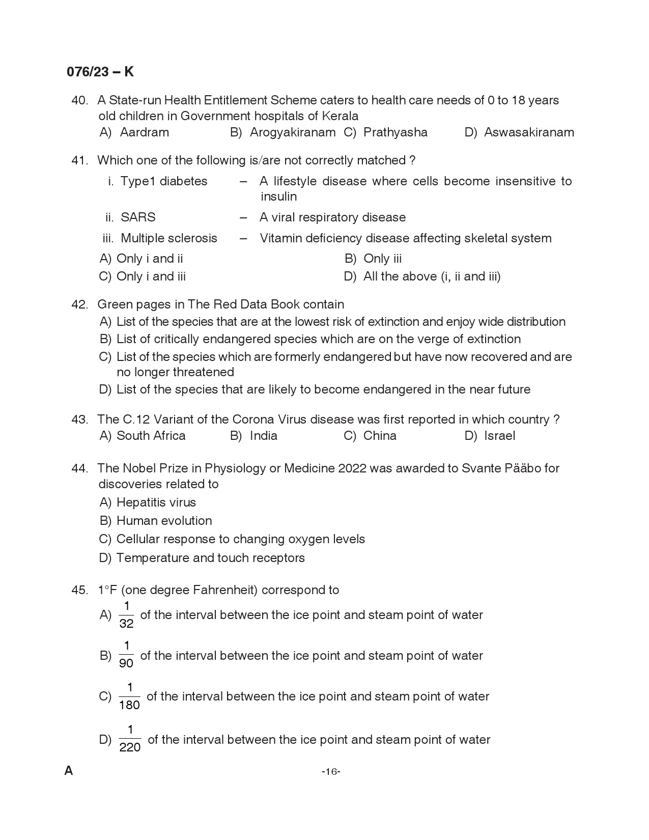 KPSC Assistant Grade II Kannada Exam 2023 Code 0762023 K 16