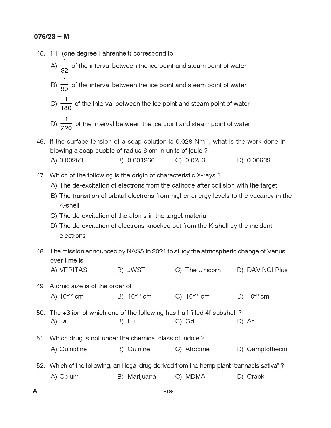 KPSC Assistant Grade II Malayalam Exam 2023 Code 0762023 M 18