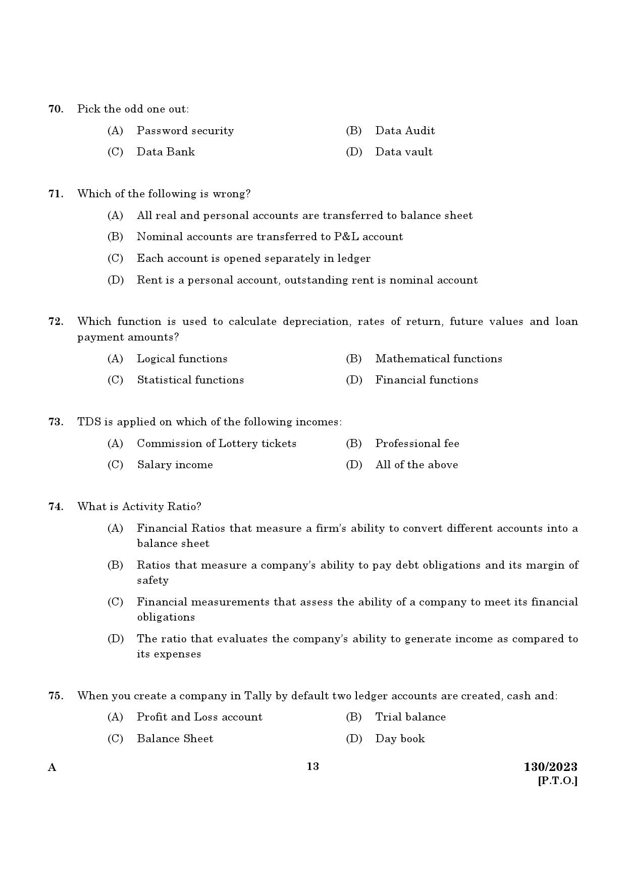 KPSC Office Assistant Exam 2023 Code 1302023 11