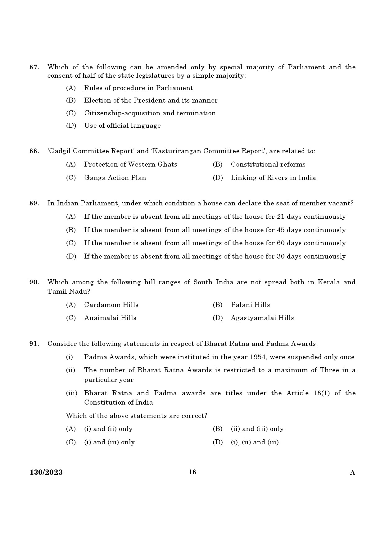 KPSC Office Assistant Exam 2023 Code 1302023 14