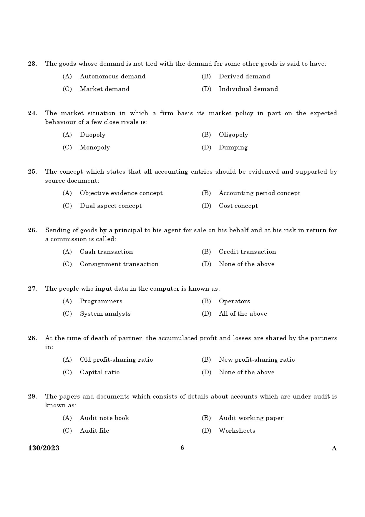 KPSC Office Assistant Exam 2023 Code 1302023 4