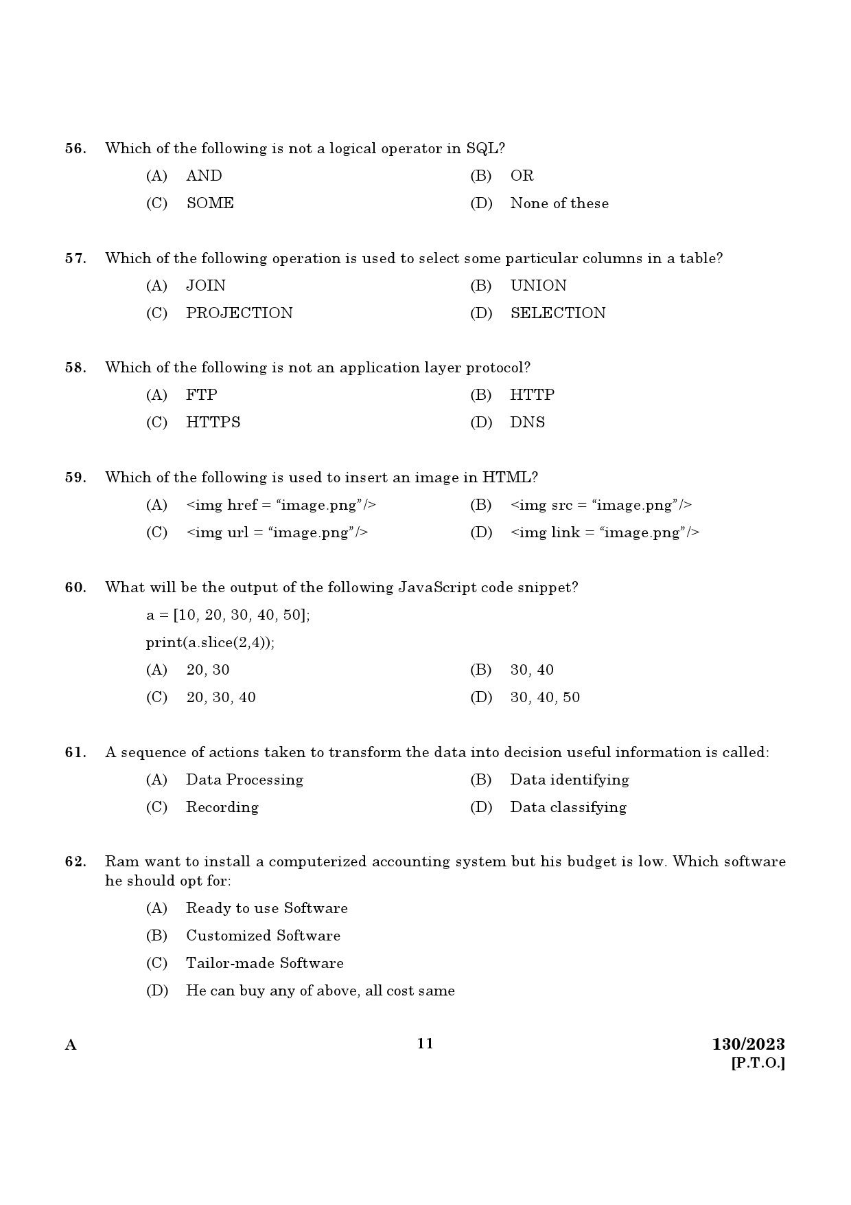 KPSC Office Assistant Exam 2023 Code 1302023 9