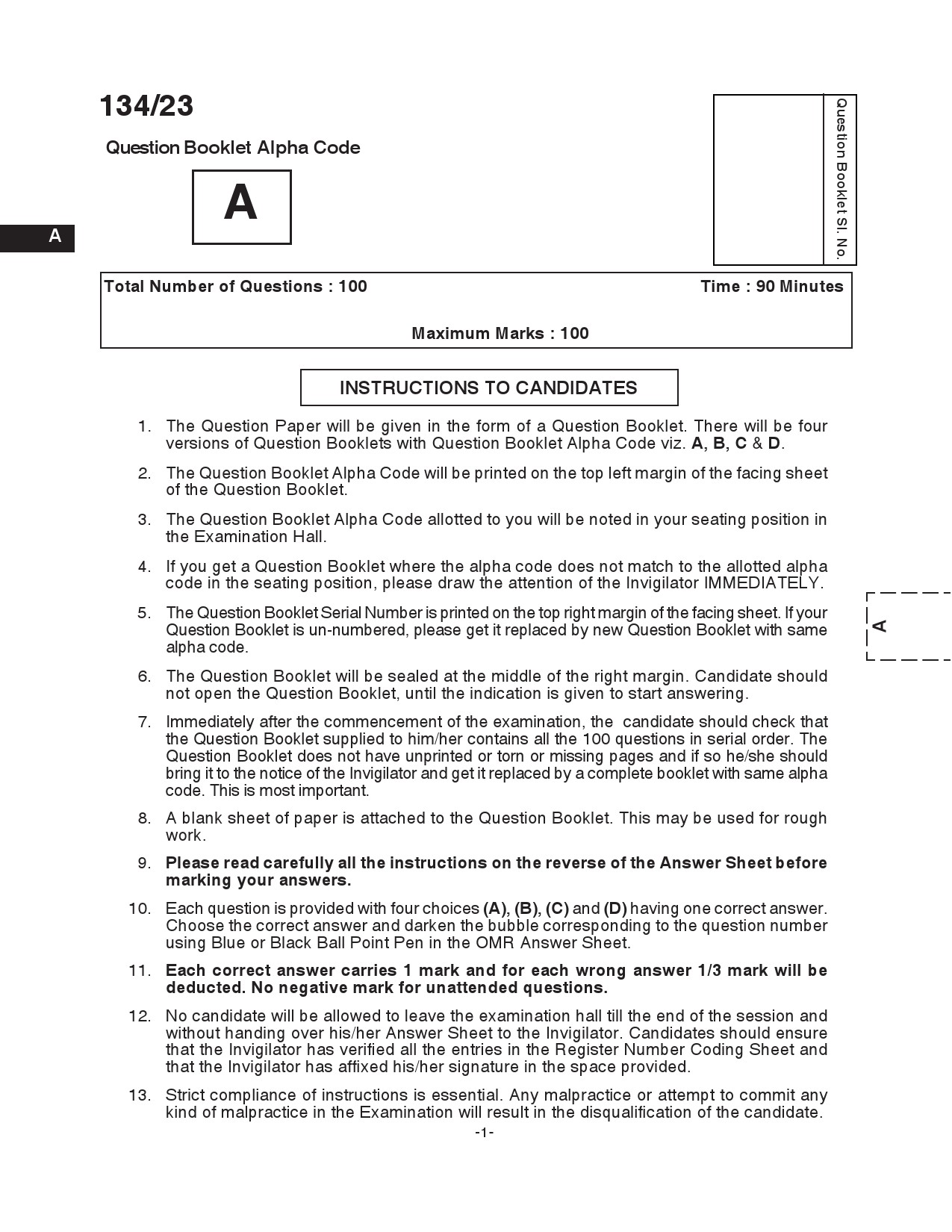 KPSC Office Assistant Grade II Exam 2023 Code 1342023 1