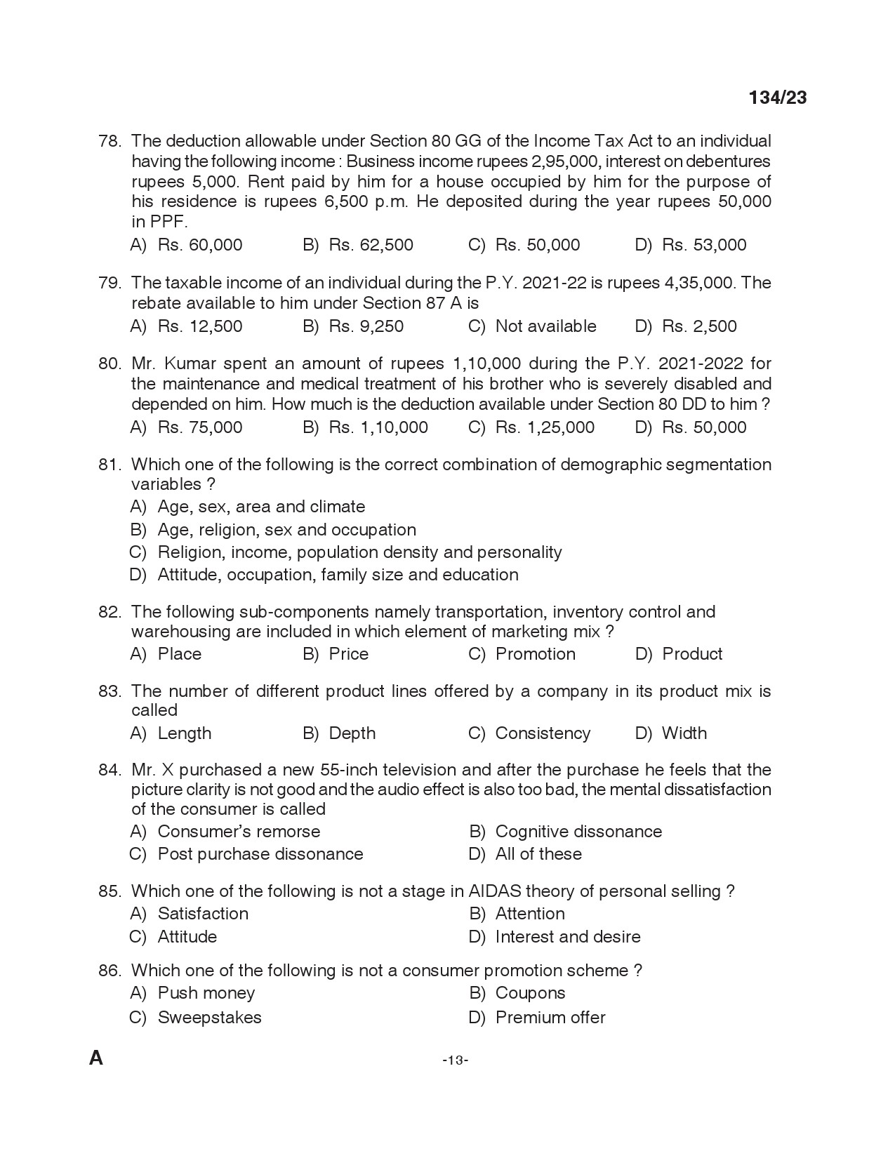 KPSC Office Assistant Grade II Exam 2023 Code 1342023 12