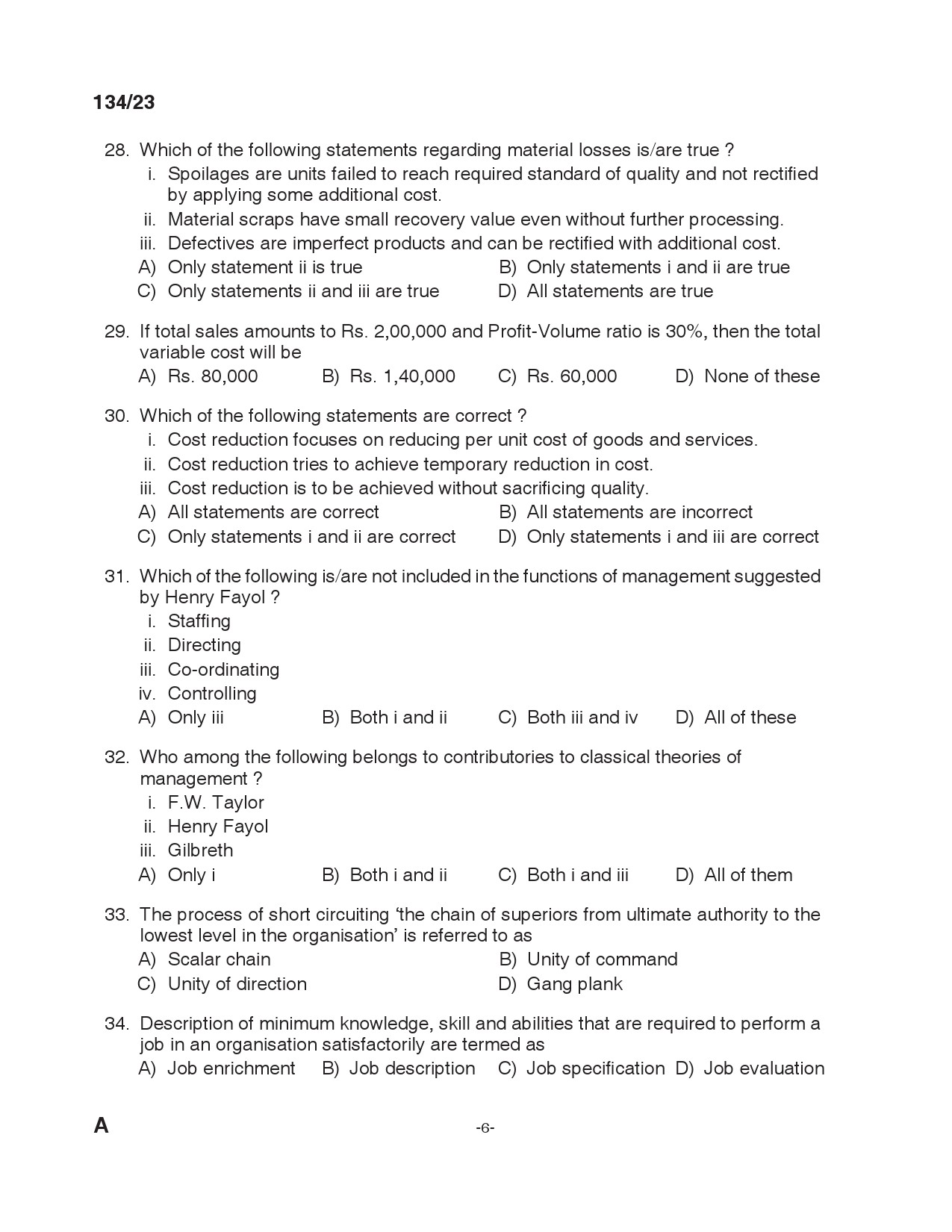 KPSC Office Assistant Grade II Exam 2023 Code 1342023 5