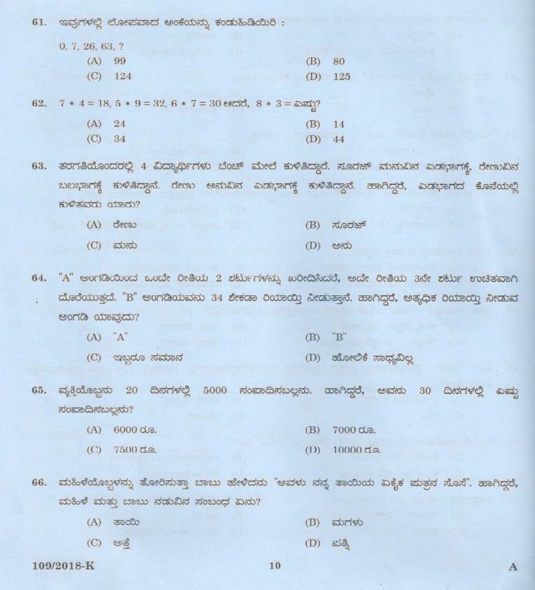 KPSC Attender Kannada Exam 2018 Code 1092018 9