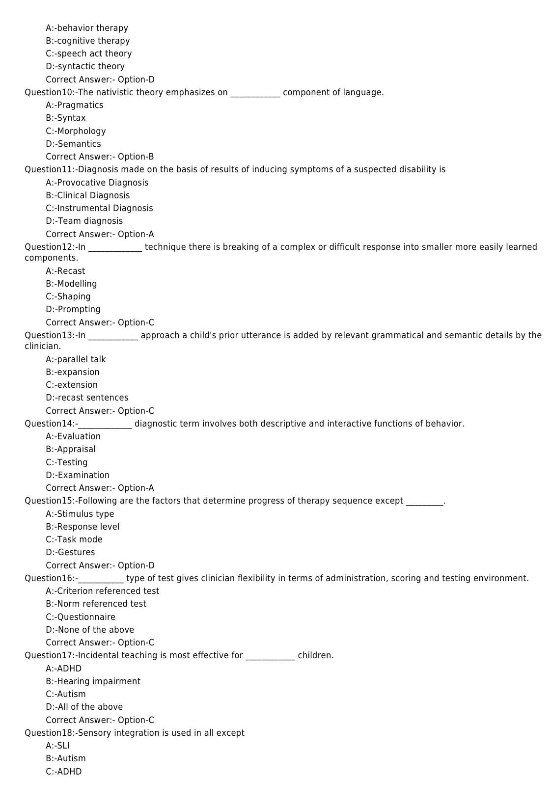 KPSC Audiologist and Speech Pathologist Exam 2019 Code 412019OL 2