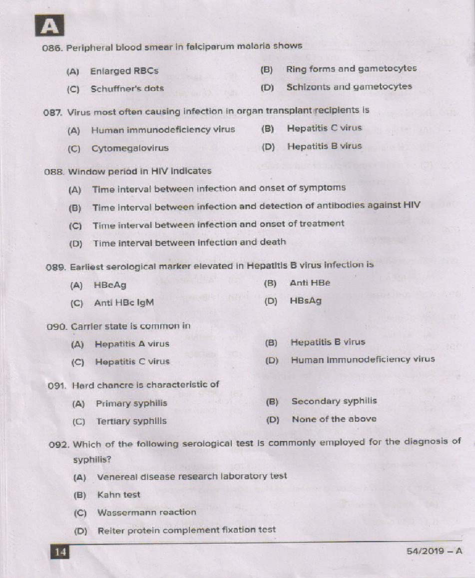 KPSC Blood Bank Technician Exam 2019 Code 0542019 13