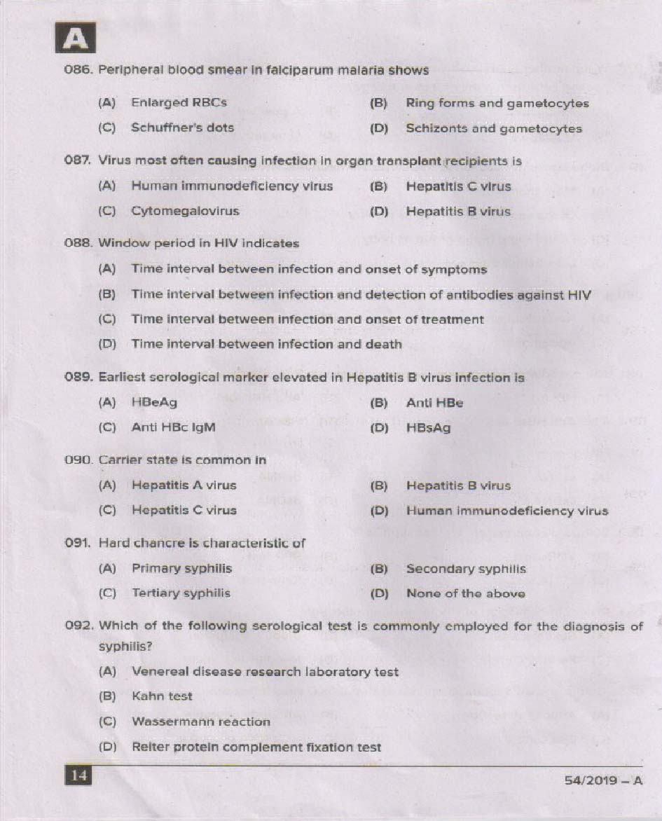 KPSC Blood Bank Technician Exam 2019 Code 0542019 15