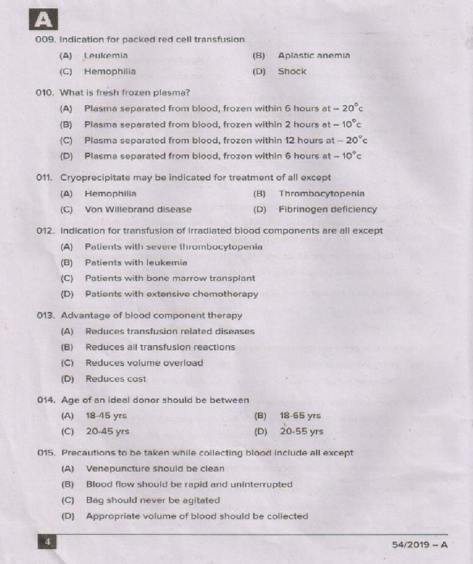 KPSC Blood Bank Technician Exam 2019 Code 0542019 3