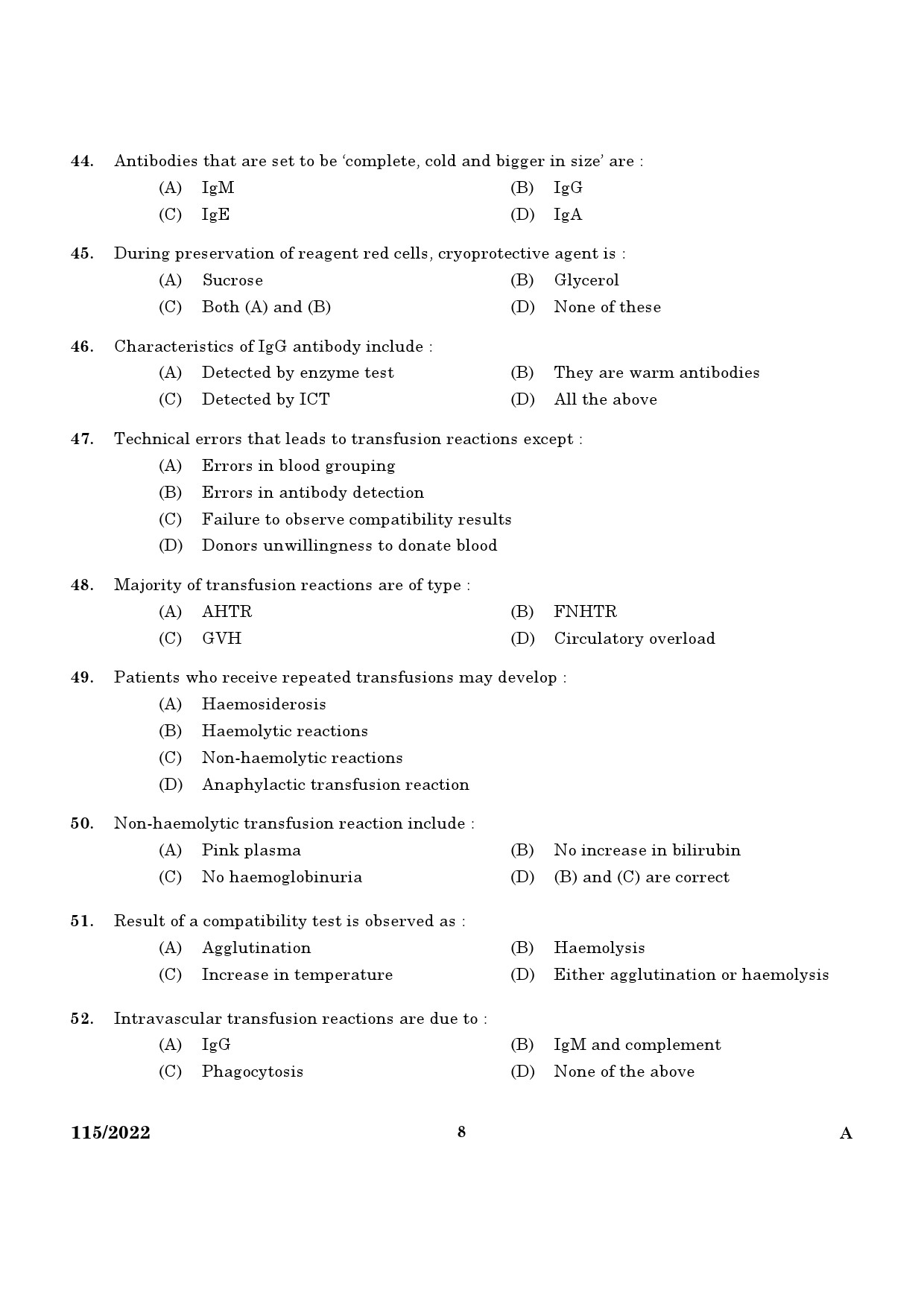 KPSC Blood Bank Technician Exam 2022 Code 1152022 6