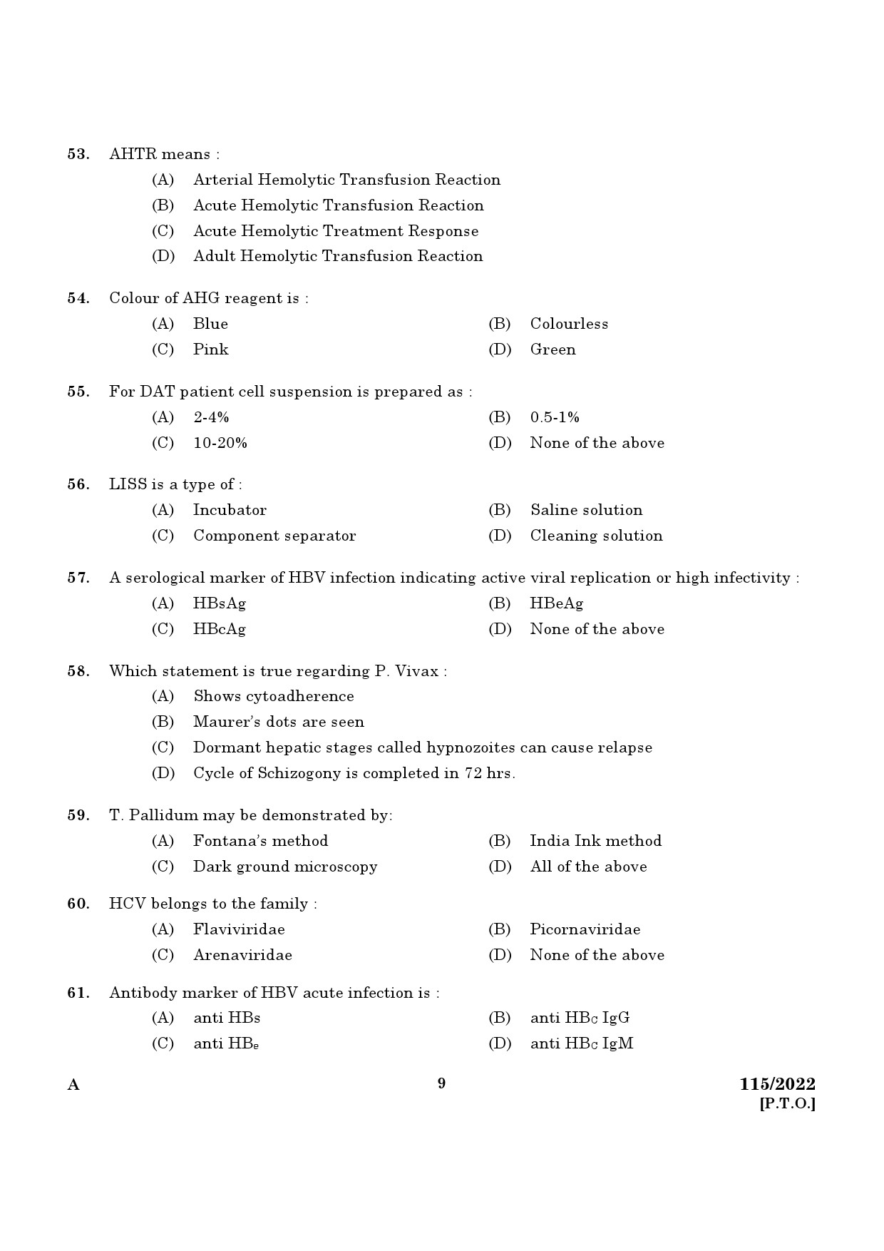 KPSC Blood Bank Technician Exam 2022 Code 1152022 7