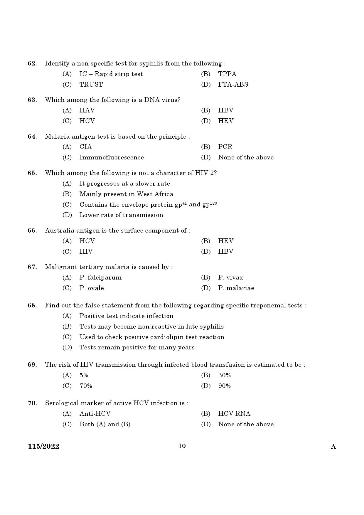 KPSC Blood Bank Technician Exam 2022 Code 1152022 8