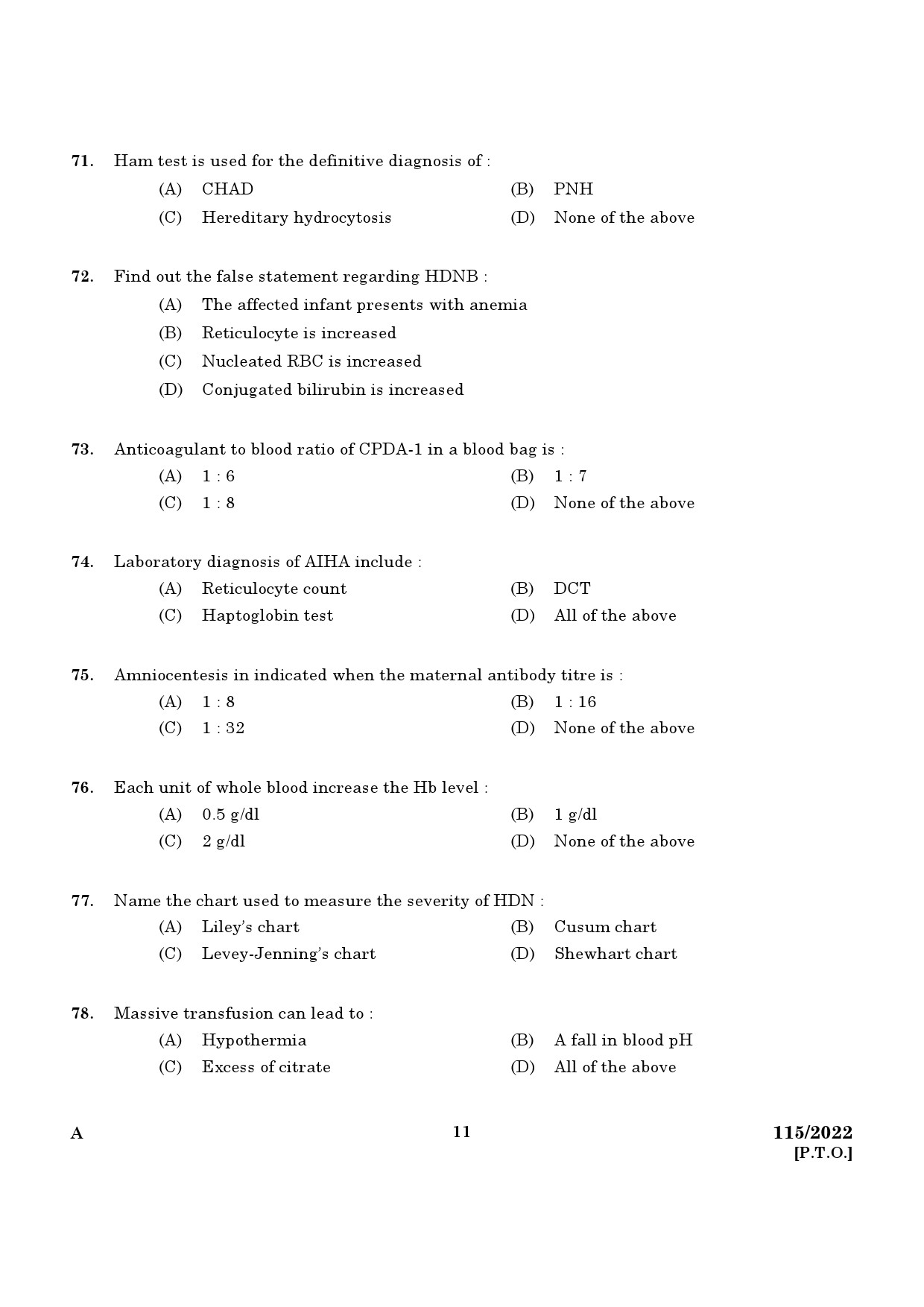 KPSC Blood Bank Technician Exam 2022 Code 1152022 9