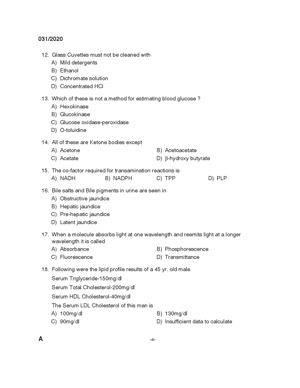 KPSC Blood Bank technician Grade II Exam 2020 Code 0312020 3