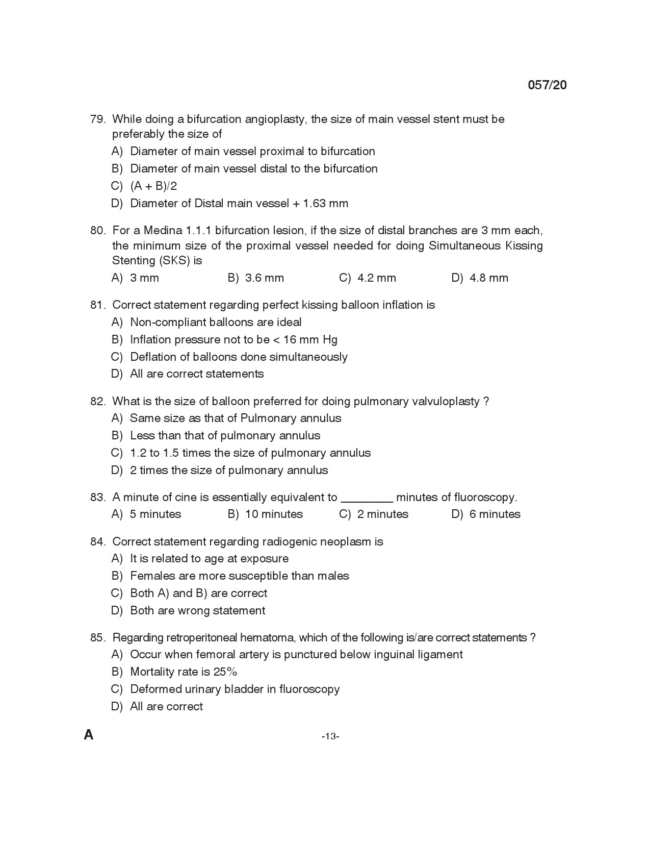 KPSC Cath Lab Technician Exam 2020 Code 0572020 12