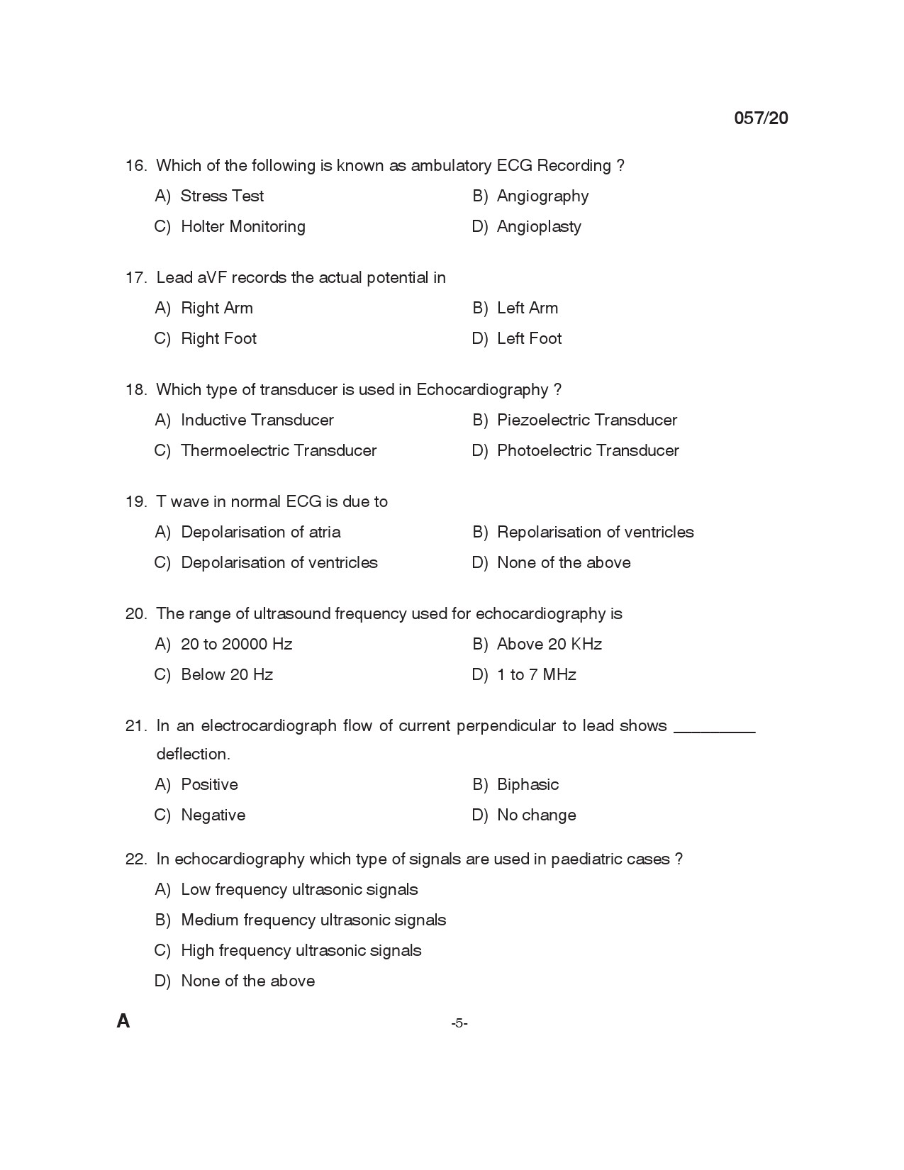 KPSC Cath Lab Technician Exam 2020 Code 0572020 4