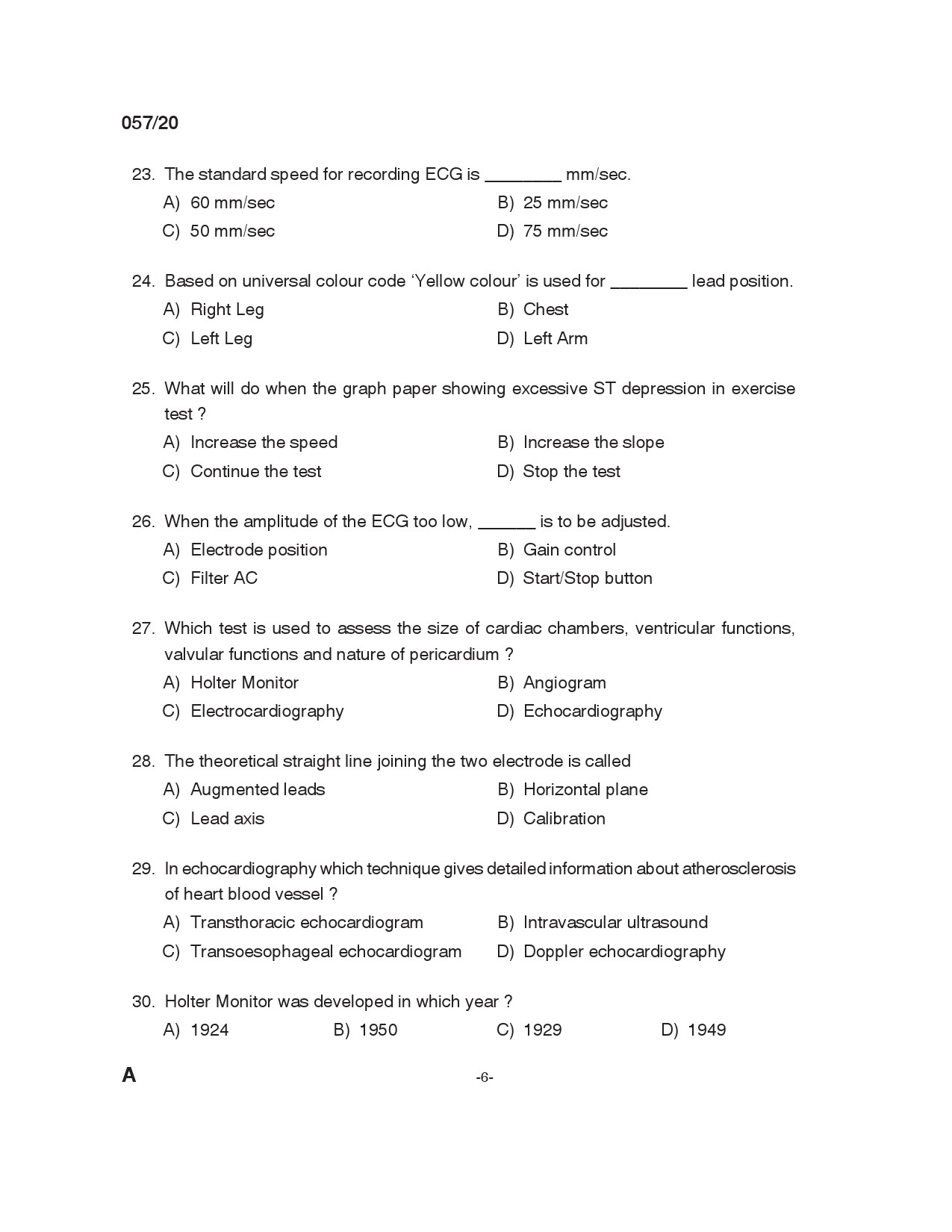 KPSC Cath Lab Technician Exam 2020 Code 0572020 5