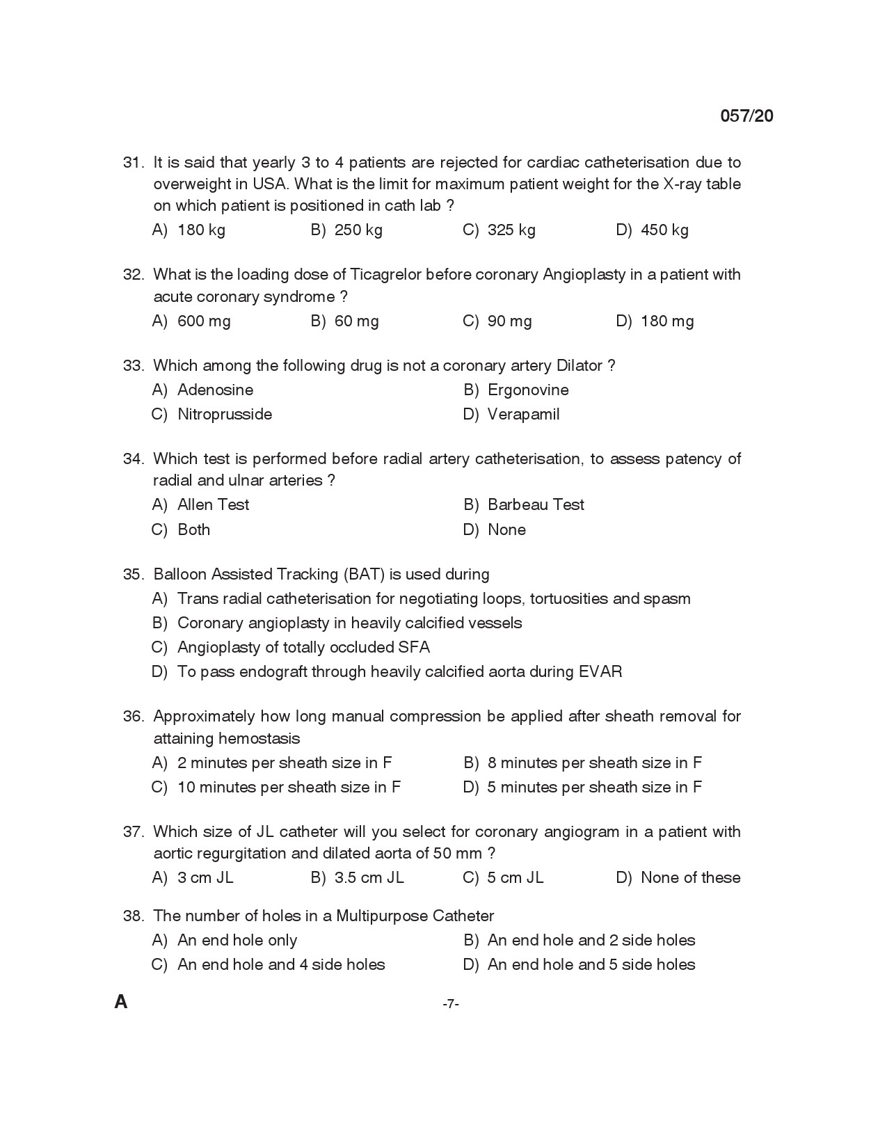 KPSC Cath Lab Technician Exam 2020 Code 0572020 6