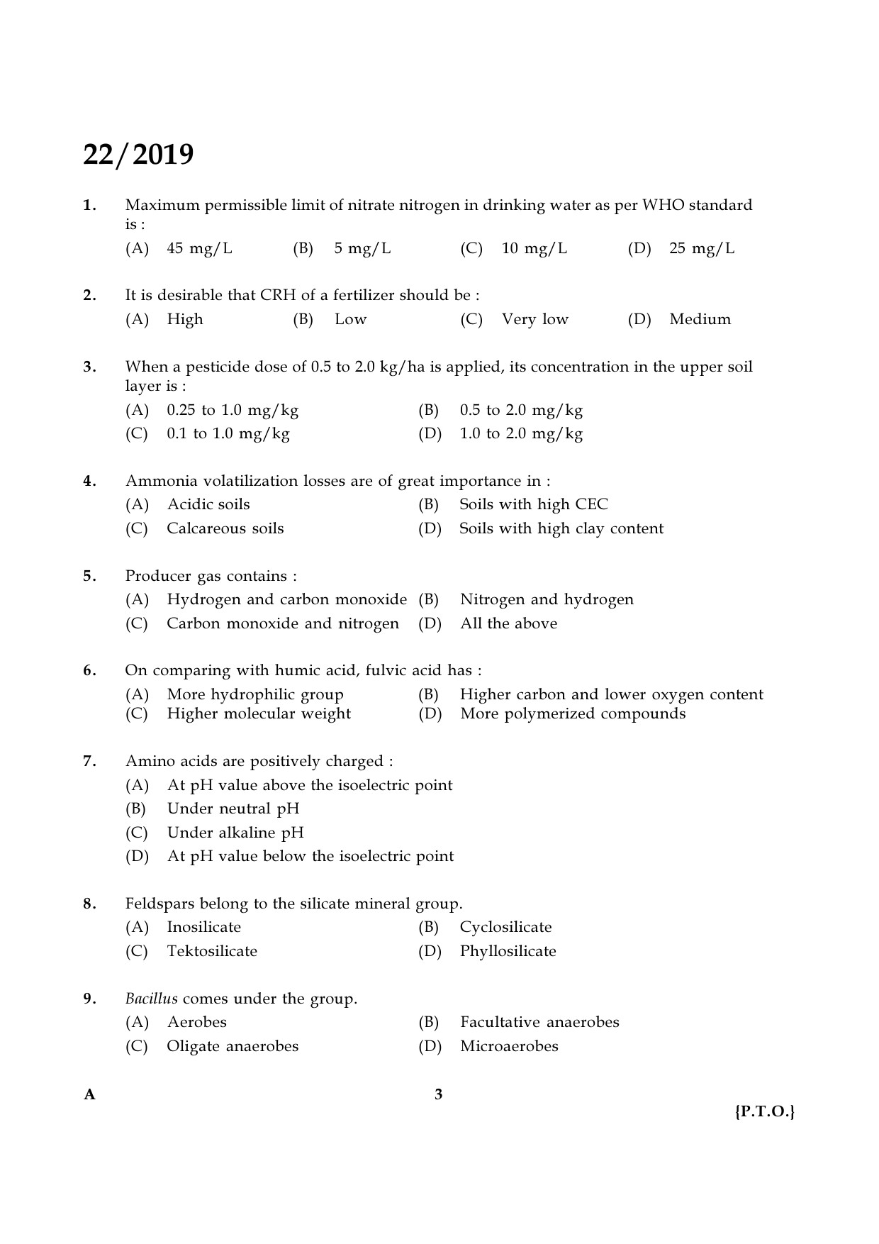 KPSC Chemical Assistant Ground Water Department Exam 2019 Code 0222019 2