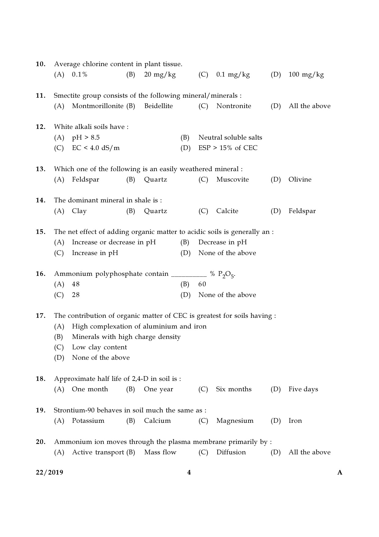 KPSC Chemical Assistant Ground Water Department Exam 2019 Code 0222019 3