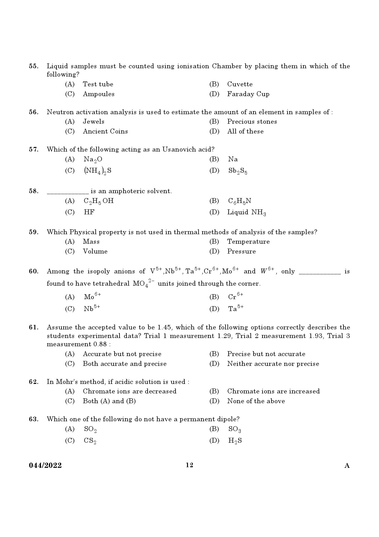 KPSC Archaeological Chemist Exam 2022 Code 0442022 10