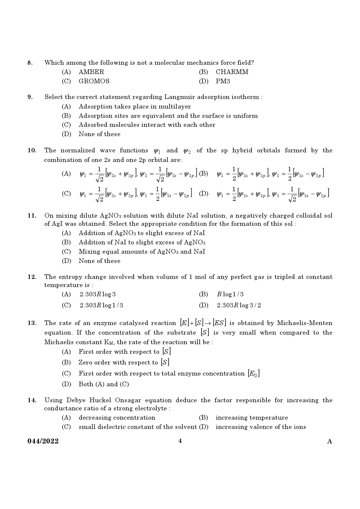 KPSC Archaeological Chemist Exam 2022 Code 0442022 2