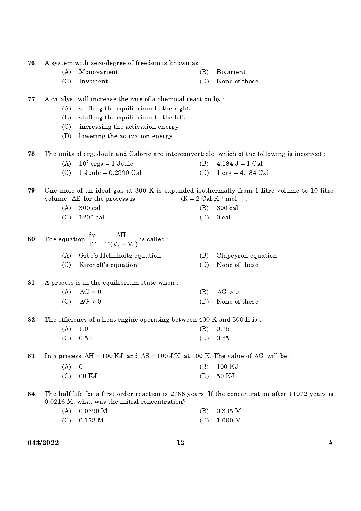 KPSC Chemist Exam 2022 Code 0432022 10