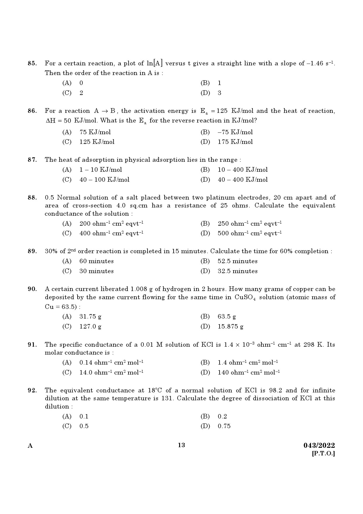 KPSC Chemist Exam 2022 Code 0432022 11